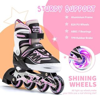 No. 6 - 2PM SPORTS Cytia Pink Girls Adjustable Illuminating Inline Skates - 4