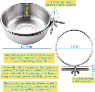 No. 1 - Stainless Steel Bird Feeding Dish Cups - 2