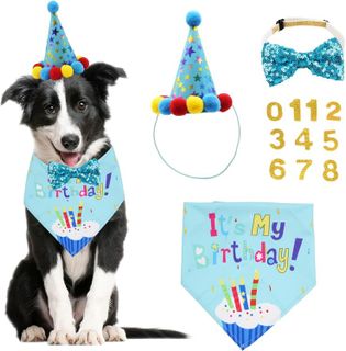 No. 9 - ADOGGYGO Dog Birthday Bandana Scarf and Dog Girl Boy Birthday Party Hat - 1