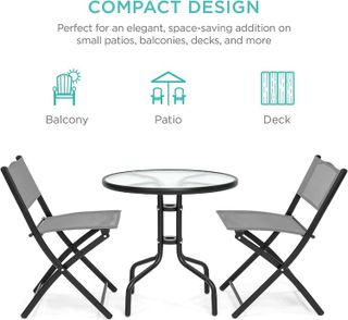 No. 2 - Best Choice Products 3-Piece Patio Bistro Dining Furniture Set - 2