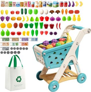 No. 10 - Jovow 98pcs Kids Shopping Cart Trolley Play Set - 1