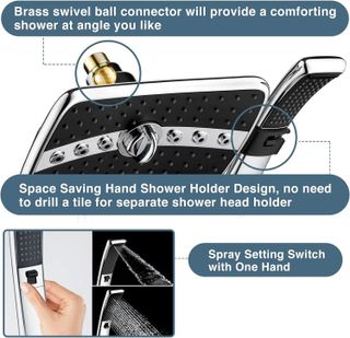 No. 3 - BRIGHT SHOWERS Dual Shower Head Combo Set - 4