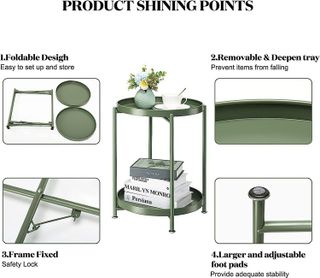 No. 8 - Danpinera 2 Tier Metal Side Table - 3