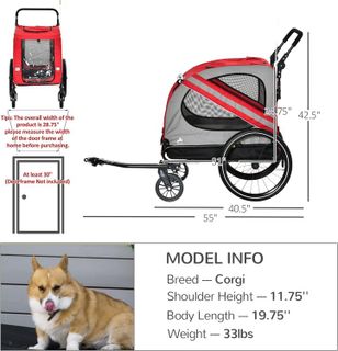 No. 7 - Aosom Dog Bike Trailer 2-in-1 Pet Stroller Cart Bicycle Wagon Cargo Carrier Attachment - 3