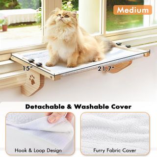 No. 4 - AMOSIJOY Cat Sill Window Perch Sturdy Cat Hammock Window Seat with Wood & Metal Frame - 5