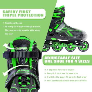 No. 5 - 2PM SPORTS Torinx Green Boys Adjustable Inline Skates - 3