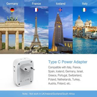 No. 3 - TESSAN European Travel Plug Adapter USB C - 2