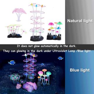 No. 7 - Lpraer 4 Pack Glow Aquarium Decorations Coral Reef - 3