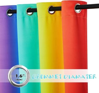 No. 8 - NICETOWN Colorful Rainbow Kitchen Curtains - 2