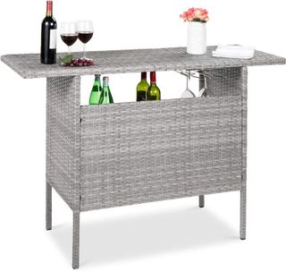No. 8 - Best Choice Products Outdoor Patio Wicker Bar Counter Table - 1