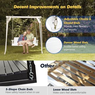 No. 3 - VINGLI Upgraded Patio Wooden Porch Swing - 3