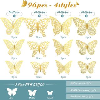 No. 8 - 3D Gold Butterfly Decorations Stickers - 2