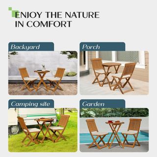 No. 10 - IDZO, Round Table Heavy Duty 400lbs Capacity Patio Bistro Set 3 Piece Outdoor, Folding Chairs w/Cushion - 5