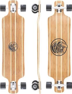 No. 6 - White Wave Bamboo Longboard Skateboard - 1