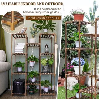 No. 6 - Plant Stand Indoor Outdoor, Uneedem Tall Shelf for Multiple Plants - 5