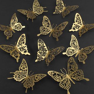 No. 9 - Metallic Gold Butterflies Wall Stickers - 1