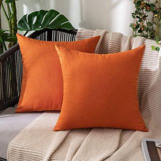 No. 4 - MIULEE Pack of 2 Decorative Fall Outdoor Solid Waterproof Throw Pillow Covers - 1
