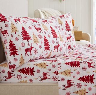 No. 7 - Great Bay Home 100% Turkish Cotton Queen Holiday Flannel Sheet Set - 1