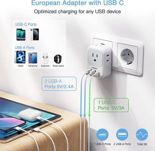 No. 3 - TESSAN European Travel Plug Adapter USB C - 5