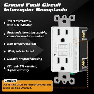 No. 5 - ELECTECK 15 Amp Non-Tamper Resistant GFCI Outlets - 2