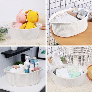 No. 1 - ABenkle Cute Small Woven Basket with Handles - 5