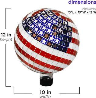 No. 2 - Alpine Corporation 12" Tall Indoor/Outdoor Mosaic American Flag Gazing Globe Yard Art Decor - 3