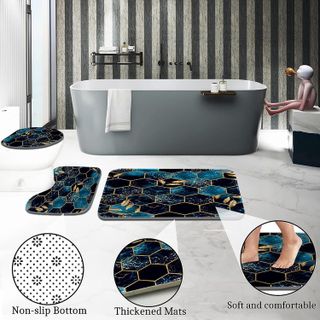 No. 4 - Poedist 4 Pcs Bathroom Shower Curtain Set - 4