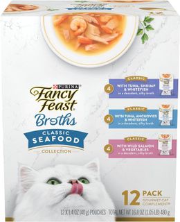 No. 3 - Purina Fancy Feast Lickable Wet Cat Food Broth Complement Classics Collection Variety Pack - 1