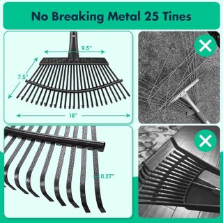 No. 5 - 65 Inch Long Garden Leaf Rake - 4