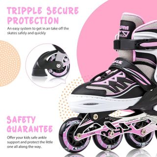 No. 6 - 2PM SPORTS Cytia Pink Girls Adjustable Illuminating Inline Skates - 5