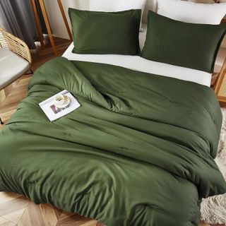 No. 7 - Litanika Dark Olive Green Comforter Set - 3