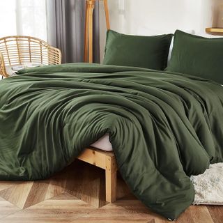 No. 7 - Litanika Dark Olive Green Comforter Set - 2