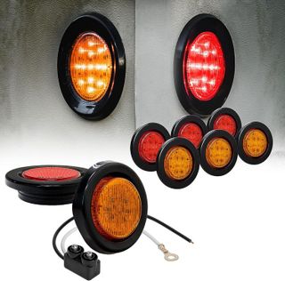 No. 9 - TRUE MODS 8pc 2.5" Amber + Red Round Trailer LED Clearance Marker Lights - 1
