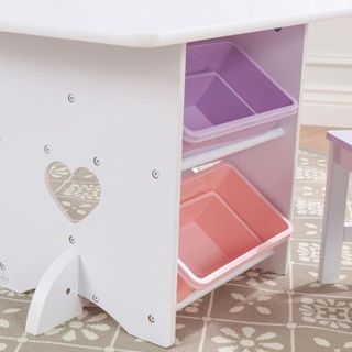 No. 2 - KidKraft Wooden Heart Table & Chair Set with 4 Storage Bins - 3