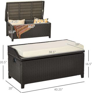 No. 3 - Outsunny Outdoor Wicker Storage Bench Deck Box - 3