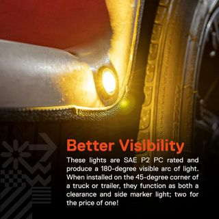 No. 5 - TRUE MODS 10pc 3/4" Round Amber Trailer LED Marker Light - 3