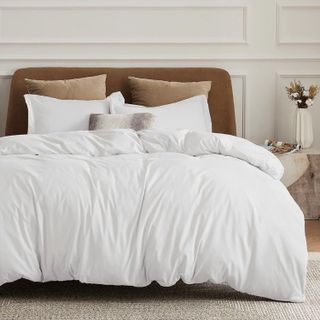 No. 4 - Bedsure White Duvet Cover Queen Size - 1