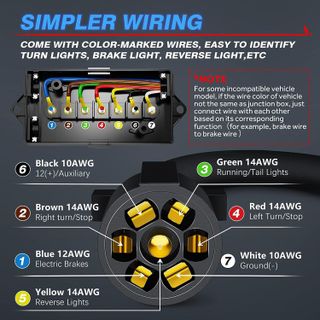 No. 4 - MICTUNING Heavy Duty 7 Way Plug Inline Trailer Cord - 2