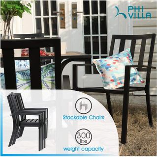 No. 10 - PHI VILLA 5-Piece Metal Patio Outdoor Table and Chairs Dining Set - 4