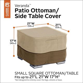 No. 5 - Classic Accessories Veranda Water-Resistant 21 Inch Square Patio Ottoman/Side Table Cover - 3