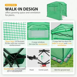 No. 3 - EAGLE PEAK 8x6 Portable, Heavy-Duty, Walk-in Pop-up Greenhouse - 5