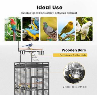 No. 10 - VIVOHOME 72 Inch Wrought Iron Large Bird Cage - 5