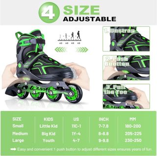 No. 5 - 2PM SPORTS Torinx Green Boys Adjustable Inline Skates - 2