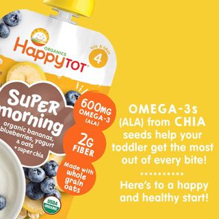No. 1 - Happy Tot Organics Stage 4 Super Morning Organics Bananas Blueberries Yogurt & Oats + Super Chia - 4