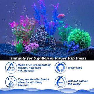 No. 7 - Ameliade Aquarium Decorations Fish Tank Artificial Plastic Plants & Cave Rock Decor Set - 3
