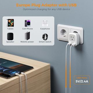 No. 1 - TESSAN European Travel Plug Adapter - 4