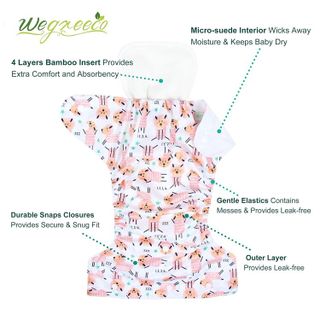 No. 2 - wegreeco Washable Reusable Baby Cloth Pocket Diapers - 2