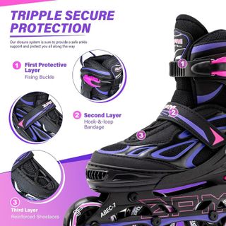 No. 1 - 2PM SPORTS Vinal Girls Adjustable Flashing Inline Skates - 4