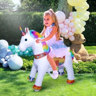 No. 5 - WondeRides Ride on Rainbow Unicorn Horse - 2