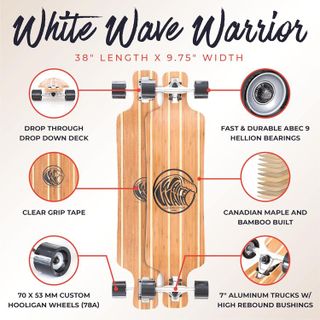 No. 6 - White Wave Bamboo Longboard Skateboard - 2